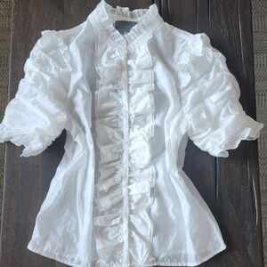 PRISTINE Ruffle-Front Button-down Blouse Sunday in Brooklyn Size M